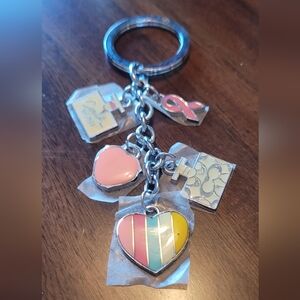 Coach Multicolor Heart Charm Keychain